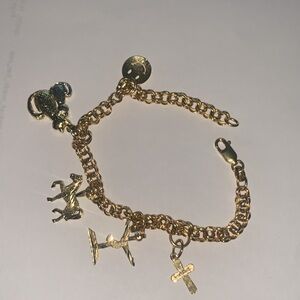 14k Italy Aurafin Solid Gold Bracelet with 5 14k Gold Charms 6g